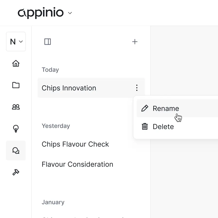 Appinio Conversations chat history