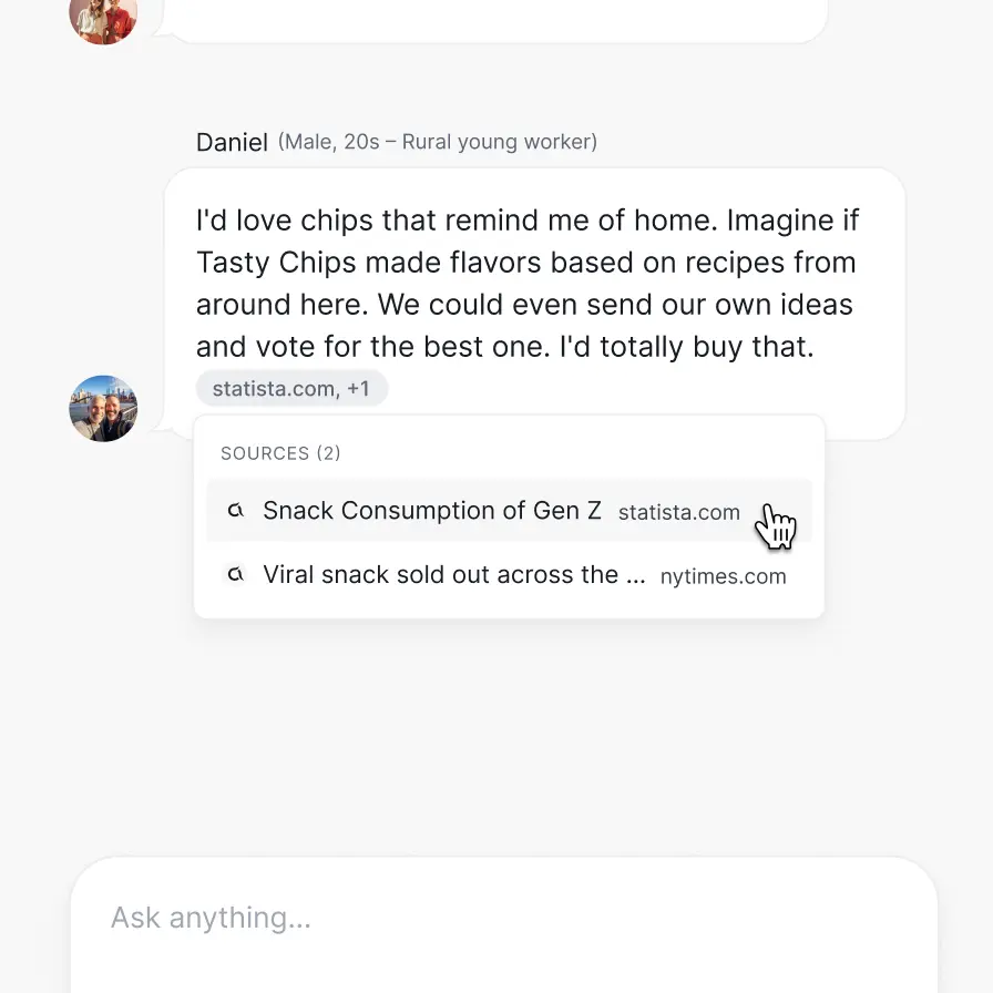 Appinio Conversations multiple source citations in conversation